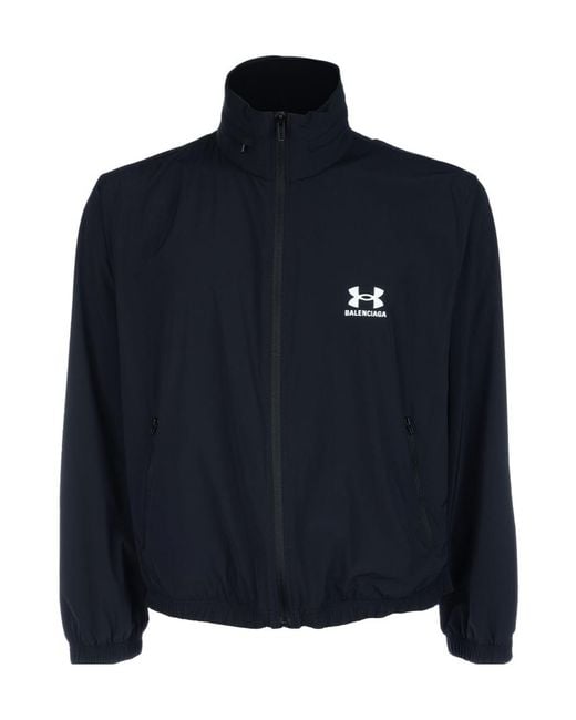 Balenciaga Blue Under Armour Logo Printed Zip-Up Windbreaker