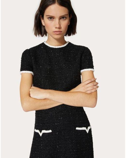 Valentino Black Glaze Tweed Short Dress
