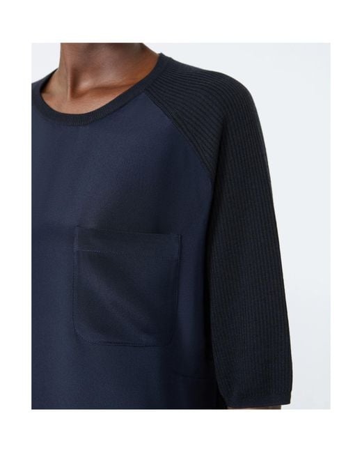 Max Mara Blue Loose Cashmere And Silk Jumper