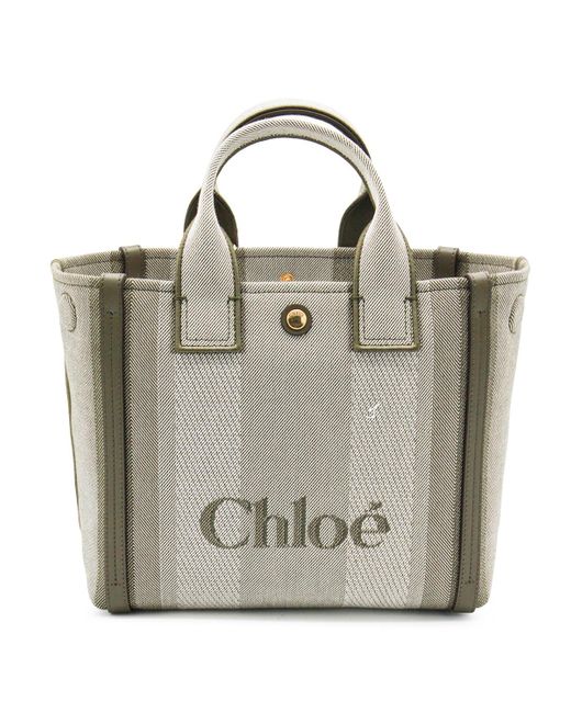 Chloé Gray Chloé Carry Logo Detailed Small Tote Bag