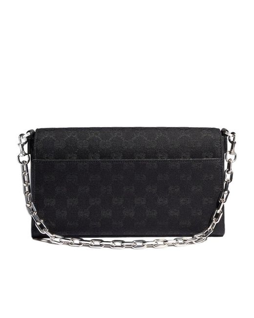 Gucci Black Horsebit Ristretto Medium Shoulder Bag