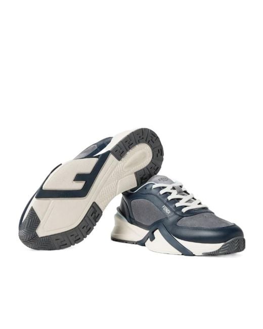 Fendi Blue Flow Lace-Up Sneakers for men