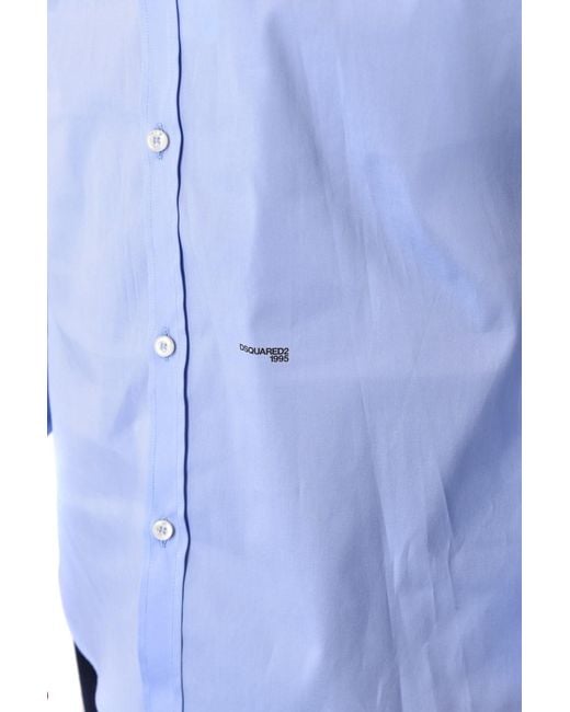 DSquared² Blue Logo Printed Long Sleeved Shirt for men
