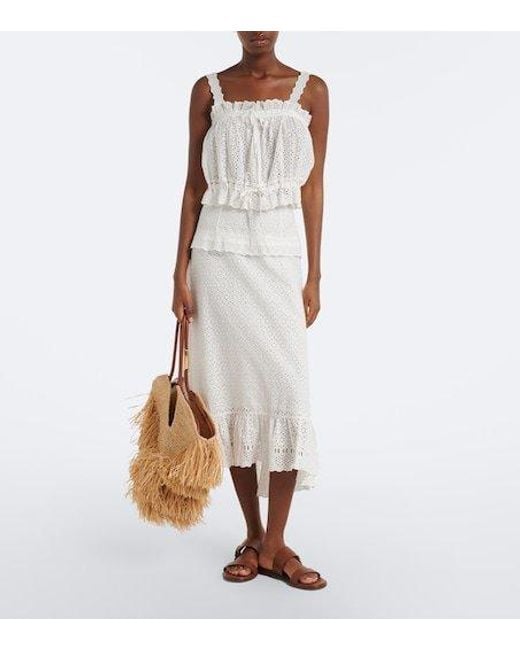 Ulla Johnson White Violetta Broderie Anglaise Midi Skirt