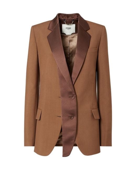 Fendi Brown Single Breasted Tailored Blazer