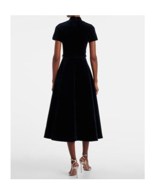 Emilia Wickstead Black Camilla Cotton Velvet Midi Dress