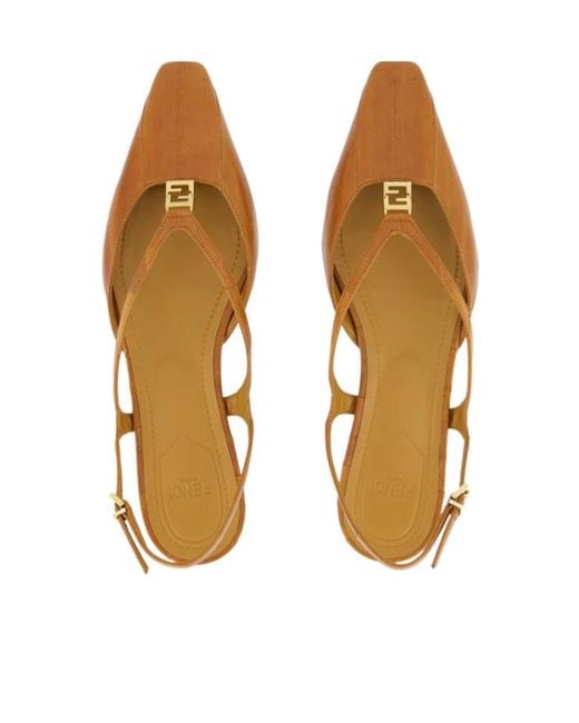 Fendi Brown Ffold Flat Pumps
