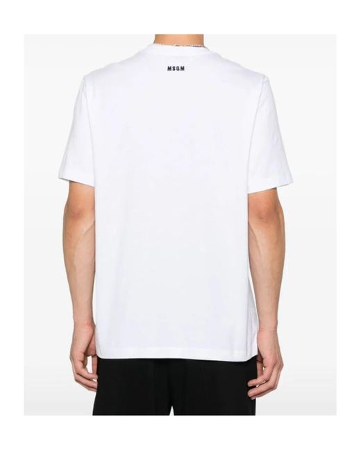 MSGM White 'Follow The Rabbit' Quotes Jersey T-Shirt for men