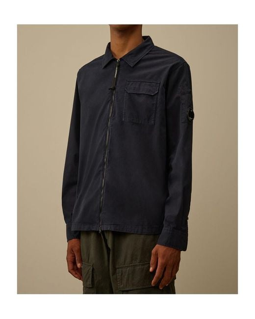 C P Company Black Lens Detailed Zipped Shirt for men
