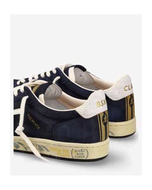 Premiata Blue Round-Toe Low-Top Sneakers for men