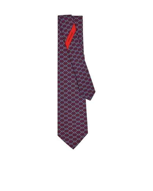 Ferragamo Purple Ferragamo Gancini Printed Tie for men