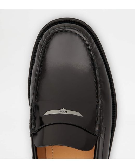 Tod's Black Leather Loafers for men