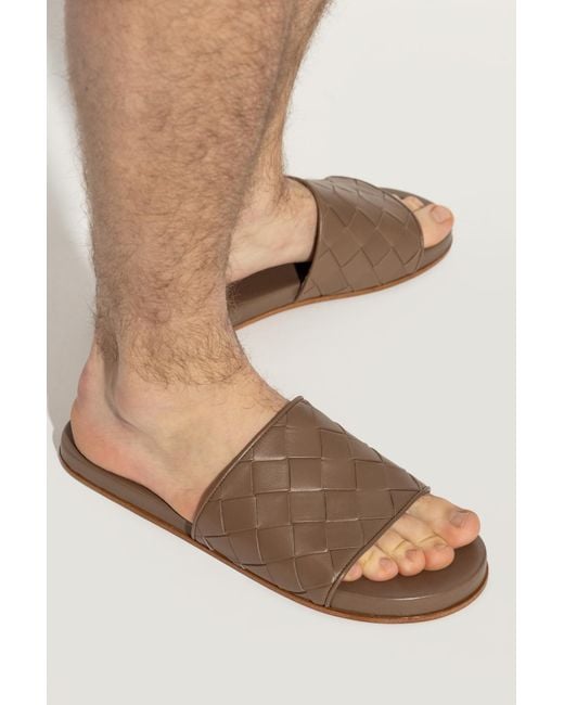 Bottega Veneta Brown Sunday Intrecciato Slip-On Sandals for men