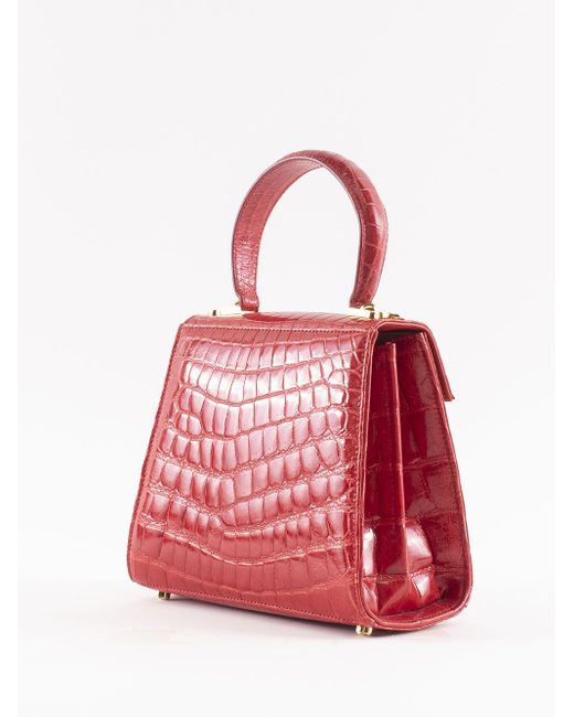 Ferragamo Red Alligator Effect Handbag