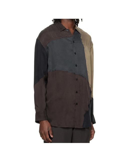 Song For The Mute Gray Patchwork Button-Fastening Shirt for men