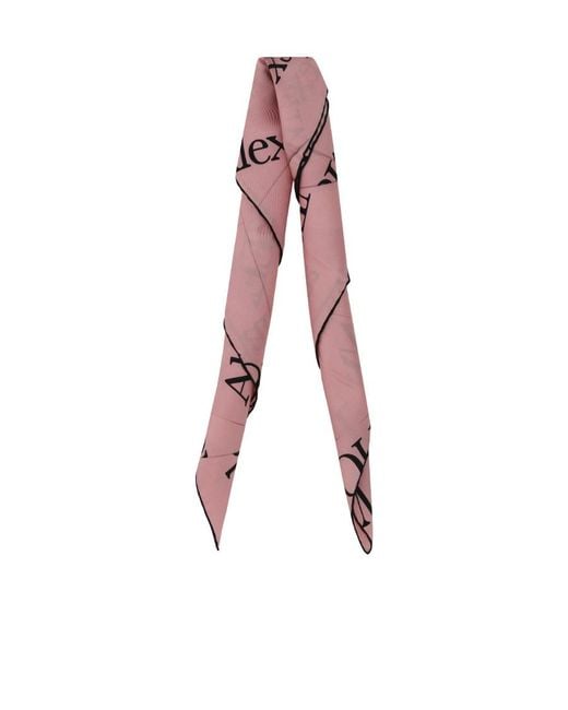 McQueen Pink Logo Printed Scarf