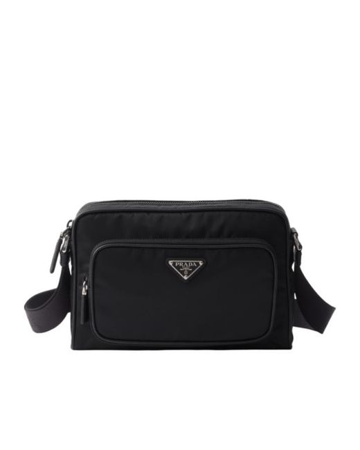 Prada Black Small Re-Nylon And Saffiano Leather Shoulder Bag for men