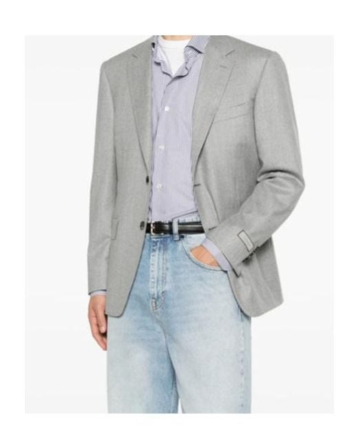 Canali Gray Long-Sleeved Suit Jacket for men