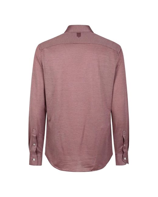Canali Purple Textured Long-Sleeve Shirt for men