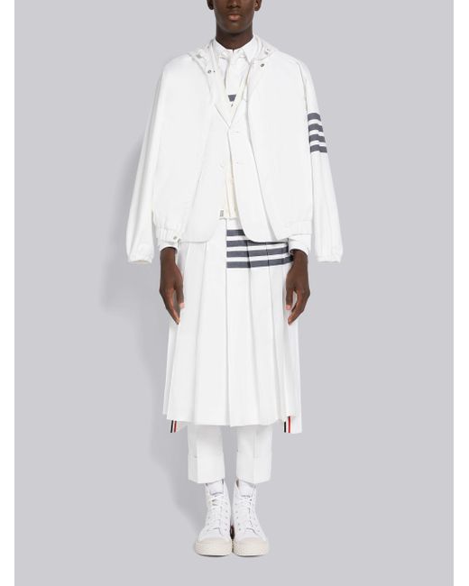 Thom Browne White Striped Single-Breasted Blazer for men