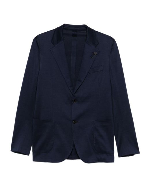 Lardini Blue Single-Breasted Patch-Pocket Blazer for men