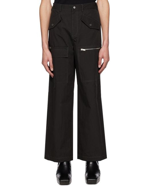 Dion Lee Black Multi-Pocket Straight-Leg Trousers