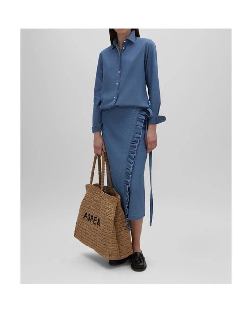 Aspesi Blue Buttoned Denim Shirt