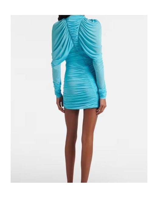 Christopher Esber Blue Orion Ruched Sheer Minidress