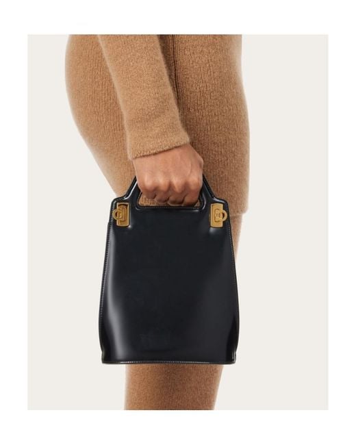 Ferragamo Black Wanda Mini Top Handle Bag