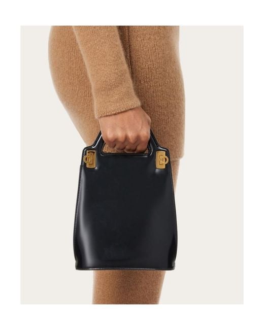 Ferragamo Black Ferragamo Wanda Mini Top Handle Bag