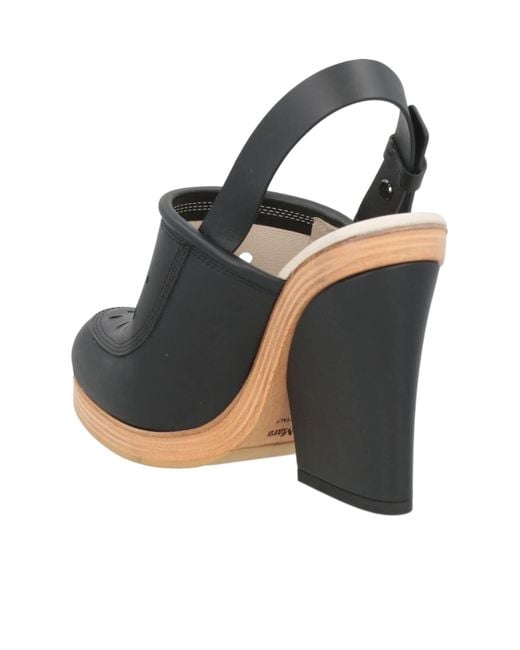 Max Mara Black Minimalist Round Toe Block Heels