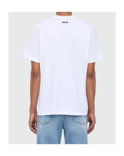MSGM White Patch Detailed Jersey T-Shirt for men