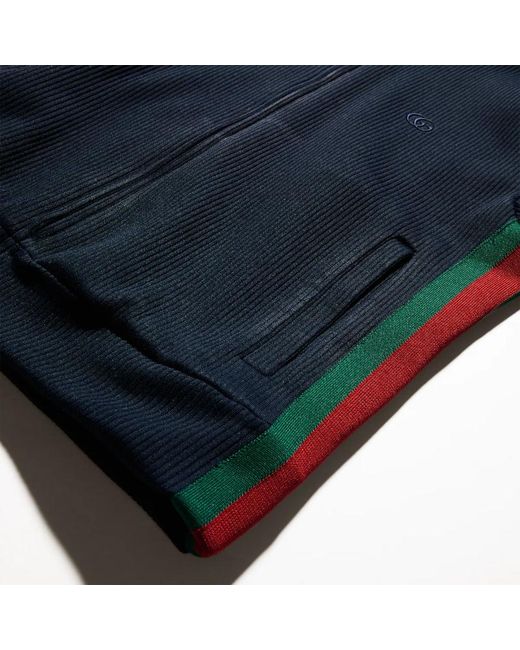 Gucci Blue Zip-Up Ribbed Sweatshirt