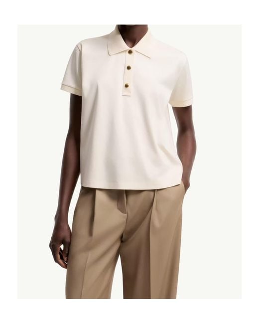 Moncler White Grosgrain Logo Cotton Polo Shirt