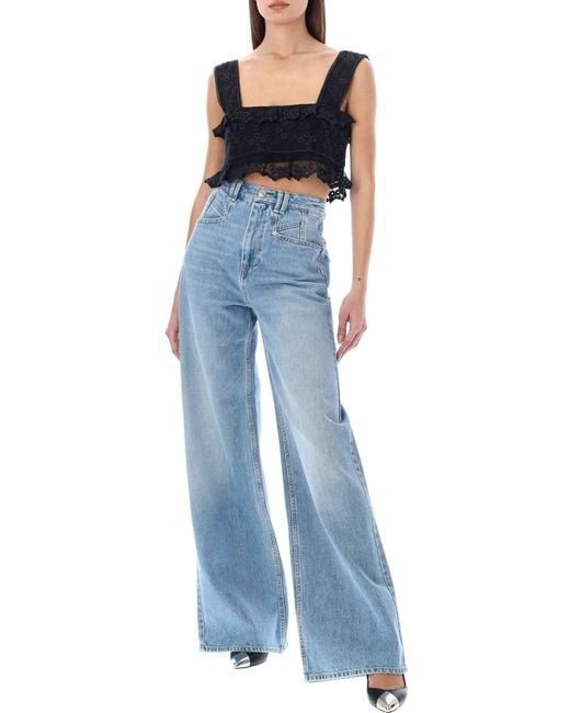 Isabel Marant Gray Lace-Trim Cropped Top