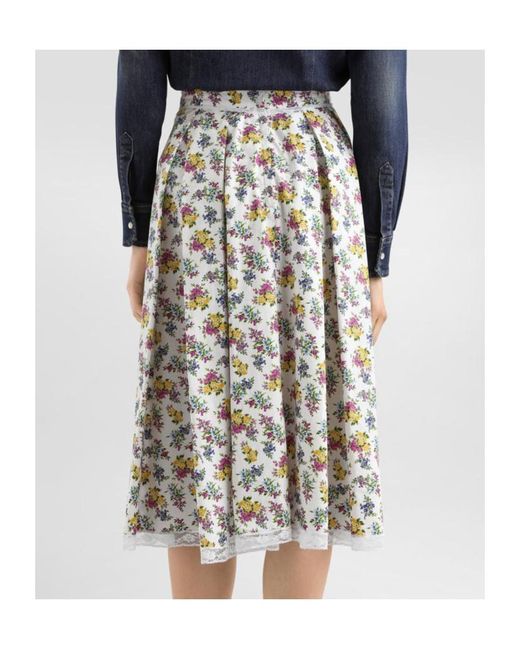 Dolce & Gabbana White Cotton-Blend Pleated Midi Skirt