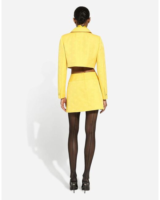 Dolce & Gabbana Yellow Dg Logo Quilted Jacquard Jacket