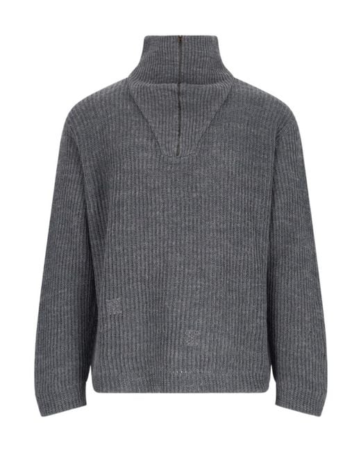 Maison Margiela Gray Summer Shetland Knit Jumper for men