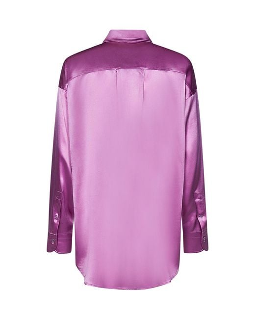 Tom Ford Purple Long-Sleeved Satin Shirt