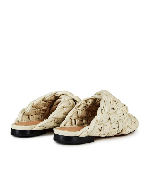 Bottega Veneta White Sleek Flat Mules