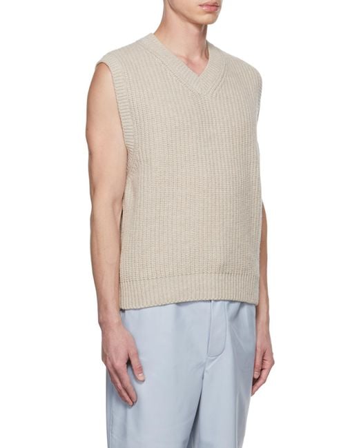 Nanushka Natural Malthe V-Neck Knitted Vest for men