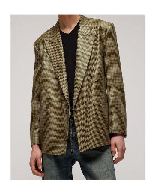 Gucci Green Gingham Wool Double-Breasted Jacket for men