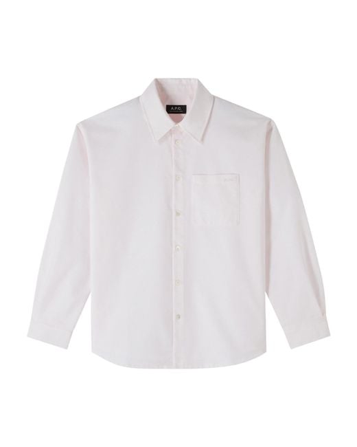 A.P.C. White Boyfriend Front-Pocket Shirt