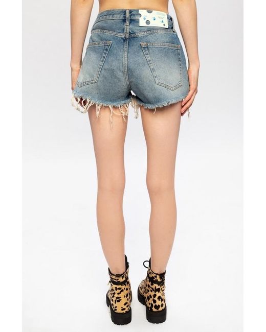 Off-White c/o Virgil Abloh Blue Raw Hem Denim Shorts