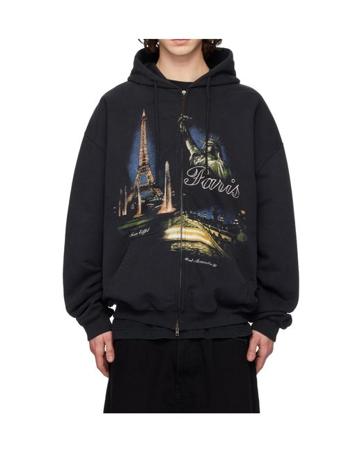 Vetements Blue Paris Tourist Zip-Up Hoodie for men