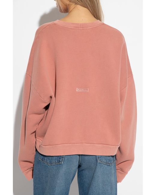 Acne Pink Round Collar Long Sleeve Sweater