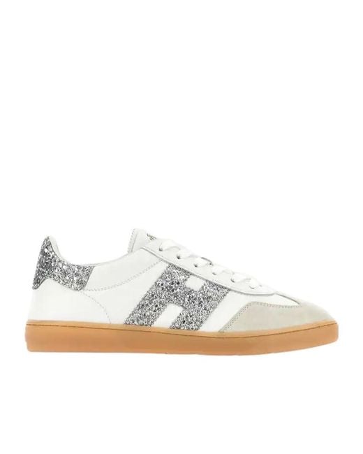 Hogan White Logo Embellished Cool Sneakers