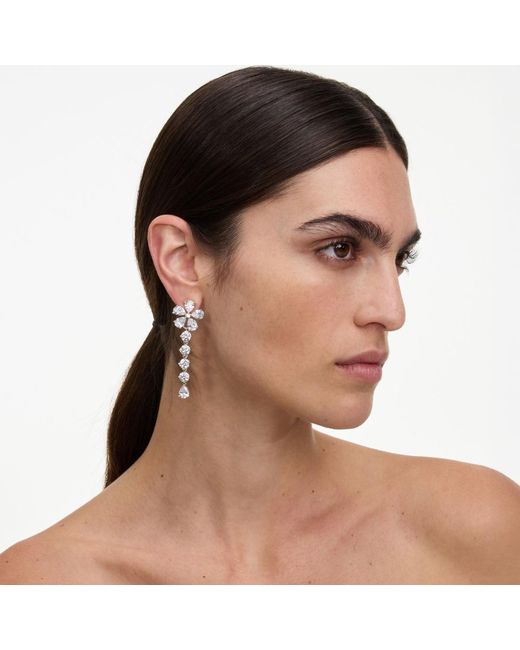 Self-Portrait White Multi Crystal Flower Dangle Earring