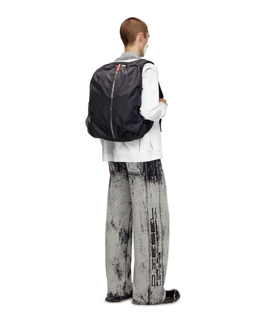 DIESEL Gray Zip-D Ripstop Logo Printed Backpack for men