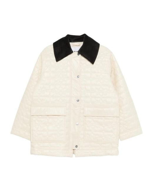 Ganni Natural Shiny Quilt Midi Jacket